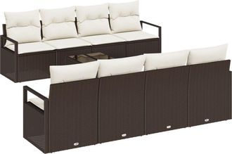 vidaXL Vidaxl - Garden Sofa Set with Cushion 9 pcs Black, Cream 55 x 55 x 37 cm