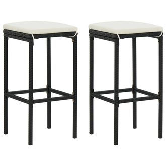 vidaXL Vidaxl - Taburetes De Cocina Con Cojines 2 Uds Rat&aacute;n Sint&eacute;tico Negro