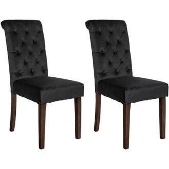 Clp Clp - Set De 2 Sillas De Comedor Lisburn En Tela O Terciopelo Negro Terciopelo