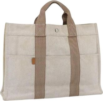 Herm&egrave;s Pre-owned Tote Bags, female, Beige, Size: ONE SIZE Pre-owned Vintage Canvas Tote Bag