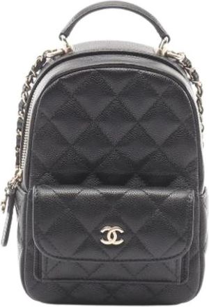 Chanel Pre-owned Vintage Rugzak - Dames - Vintage Rugzakken - Zwart - ONE Size - Leer - Vintage