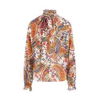 Etro Etro, Blouses, female, Multicolor, Size: M Printed Cotton and Silk Shirt