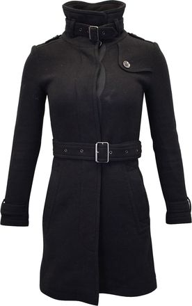 Burberry Pre-owned Womens Belted Winter Coat in Black Wool - Size EU 34 (Womens)