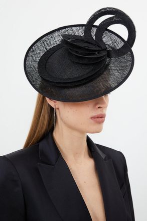 Karen Millen Womens Asymmetric Disc Headband Fascinator - Black Straw - One Size