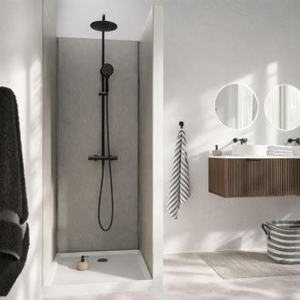 Aurlane Pack 3 Paneles Murales Piedra Light Grey 90x210 Cm Y Perfiles Cromados