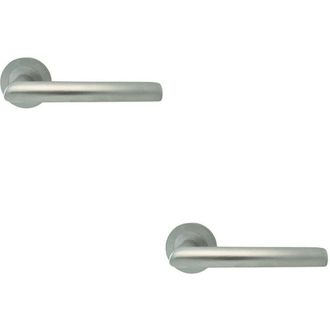 Loops 2x PAIR Straight Mitred Bar Handle on Round Rose Concealed Fix Satin Chrome