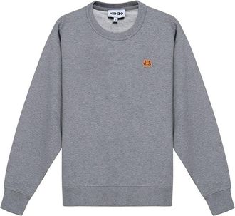 Kenzo (WMNS) KENZO SS21 Small Tiger Head Logo Embroidered Pattern Round Neck Long Sleeves Hoodie Gray FB52SW8204ML-95