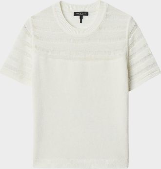 Rag & Bone Britt Lattice-Knit Short-Sleeve Sweater