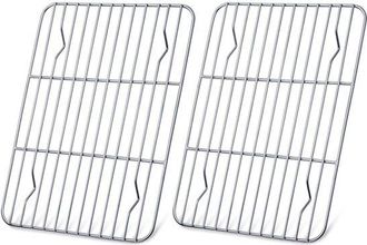 OEM Rejilla Para Hornear De Acero Inoxidable - Apta Para Alimentos - Juego De 2 - 24,5 X 19 X 2 Cm