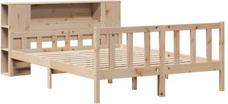 vidaXL Vidaxl - Cama Con Estanter&iacute;a Sin Colch&oacute;n Madera Maciza De Pino 120x190cm