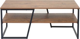 Hhg Mesa De Centro Hhg 131, Mesa De Sal&oacute;n Mesa Auxiliar Mesa De Sof&aacute;, Estante De Metal Estructura 3d 46x110x60cm, Aspecto Roble Salvaje