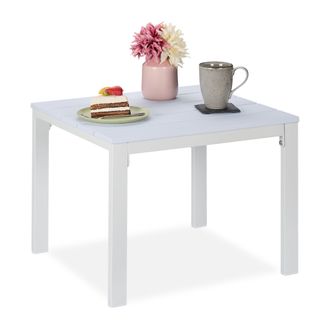Relaxdays Mesa Auxiliar Balc&oacute;n, Resistente Intemperie, Terraza Y Jard&iacute;n, 39 X 52 X 48 Cm, Mesita Exterior, Blanco - Relaxdays