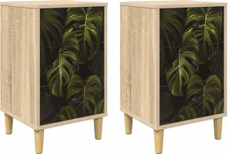 vidaXL Mesa De Noche Elburg 2 Uds. Roble Sonoma 36 X 33 X 60 Cm Vidaxl