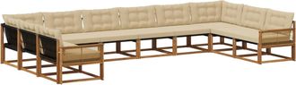 vidaXL Conjunto De Sof&aacute;s De Exterior 10 Uds. Natural Y Beige Vidaxl