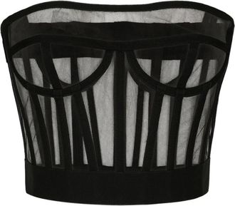Dolce & Gabbana Tops, Dames, Zwart, L, Tule, Tule bustiertop met baleinen