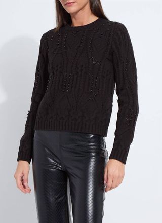 Lyss&eacute; Eliza Cozy Embellished Cable Sweater In Black