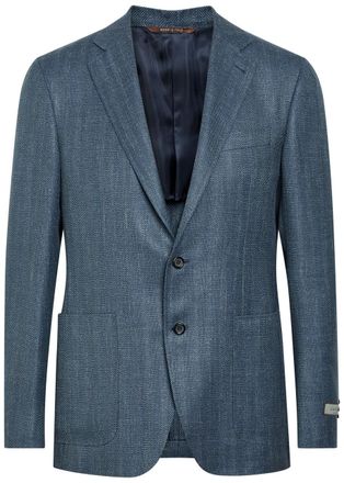 Canali Striped Wool and Silk-blend Blazer - Blue - 54 (IT54 / Xxl)