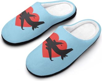 Generic Airplane with Heart Mens Slippers Slip On Comfortable Fleece Cotton House Shoes Winter
