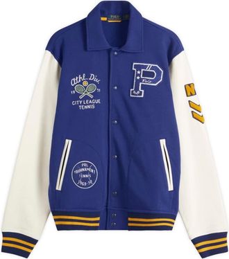 Polo Ralph Lauren Tennis Club Motif Embroidered Varsity Jacket, Size Medium
