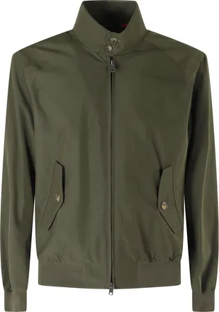 Baracuta Olive Green G9 Cloth Ribbed Trim Polyamide-Blend Bomber Jacket