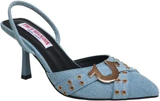 True Religion Sade Metal Buckle Logo Heel in Blue at Nordstrom, Size 10