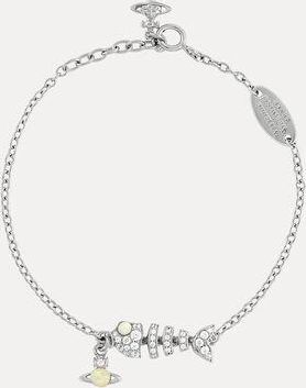Vivienne Westwood Lyall Bracelet Silverwhitecz-whitesynthetic-opal Stainless Steel Women