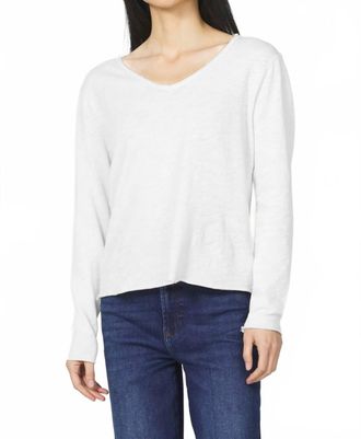 Dear John Denim Vanna V-Neck Long Sleeve Slub Tee In White