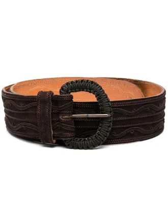 Saint Laurent 1970s braided detailing belt - women - Suede - 70 - Brown