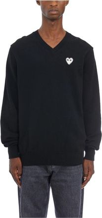 Comme Des Gar&ccedil;ons Wollen V-hals Trui - Heren - V-hals truien - Zwart - M - Wol - Truien & Vesten