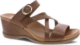 Dansko Womens Ana Strappy Slide Wedge Sandal In Tan
