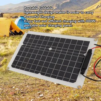 OEM Kit Solar Con Cargador Incluido: Panel Abs De 300 W Con 2 Puertos Usb Para Camping, Caravanas Y Barcos