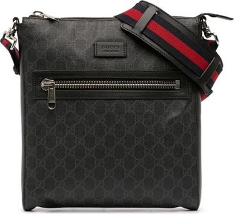Gucci Borsa a tracolla media in tessuto GG Supreme con decorazione Web 2016-2025 - Nero