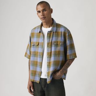 Levi's Short Sleeve Boxy Western Lightweight Shirt - Mens - XL - Multi Colour / Camran Plaid Troposphere