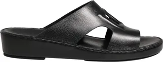 Dolce & Gabbana Mens Black Leather Cutout Dg Logo Sandals Shoes