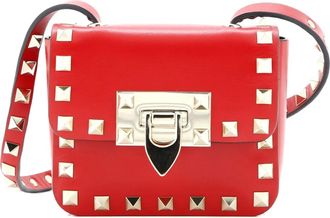Valentino Garavani Rockstud Flip Lock Flap Bag Leather Super Mini crossbody bag - Rood