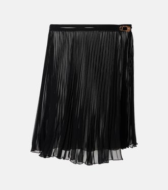 スカート VERSACE BLACK STRETCH WOOL SKIRT Versace Safety Pin wool miniskirt Versace