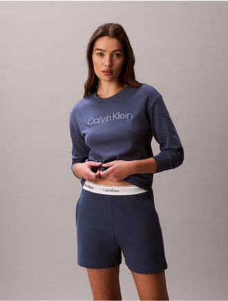 Calvin Klein Womens Icon Cotton Terry Sleep Shorts - Blue - XS
