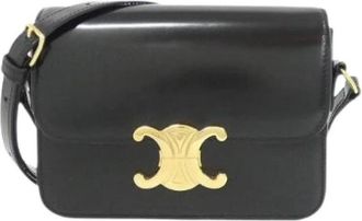 Celine Pre-owned Teen Triomphe Calf Shoulder Bag - Dames - Vintage Schoudertas - Zwart - ONE Size - Leer - Vintage