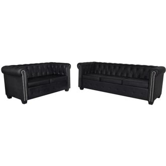 vidaXL Vidaxl - Divani Chesterfield a 2 Posti e a 3 Posti in Similpelle Nero