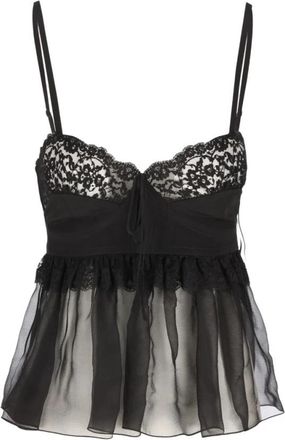 Chlo&eacute; Lingerie Top met Smalle Bandjes - Dames - Pyjama - Zwart - M - Katoen - Nachtkleding