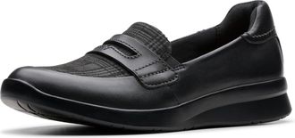 Clarks Womens Ellowyn Penny Shoes, Color Black Leather, Size: 5 UK