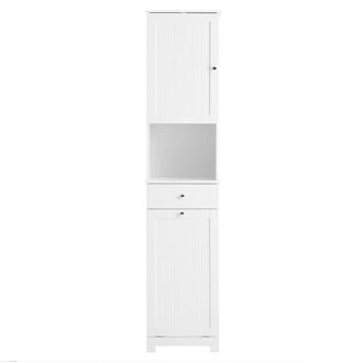 SoBuy Armario alto de ba&ntilde;o con un caj&oacute;n blanco 40x38x180cm funcional