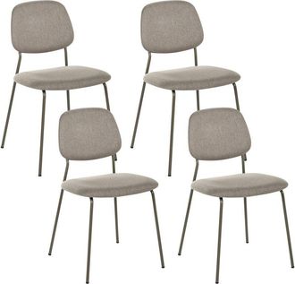 Beliani Conjunto De 4 Sillas De Comedor Patas De Hierro Sin Reposabrazos Tapas Para Las Patas Dise&ntilde;o Minimalista Moderno Apilables Gris Pardo Riley