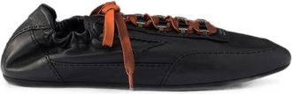 Prada Collapse Antiqued Nappa Leather Sneakers With Hooks