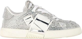 Valentino Womens Leather Vl7n Crystal-Embellished Low-Top Sneaker, Size 41 (Authentic Pre-Loved)