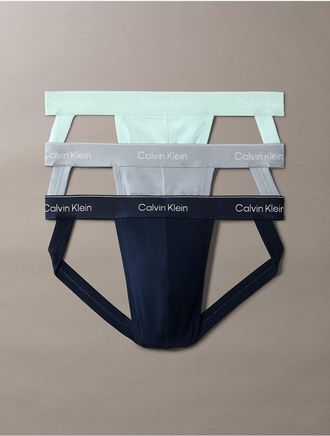 Calvin Klein Mens Icon Cotton Stretch 3-Pack Jock Strap - Multi - XL