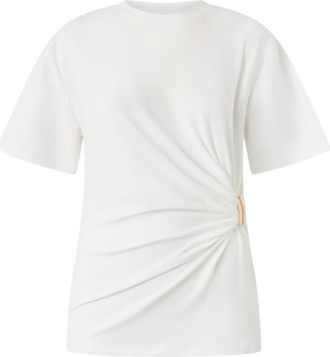 Pinko T-shirt met ronde hals en korte mouwen - Dames - T-shirts - Wit - XL - Katoen - Tops