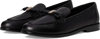 Kate Spade New York Deco Bow Pebbled Leather Loafers Womens Dress Flat Shoes Black : 10.5 M