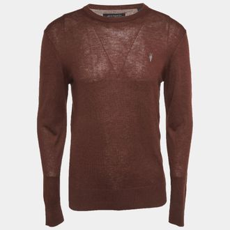 AllSaints Brown Knit Nomo Crewneck Sweatshirt M