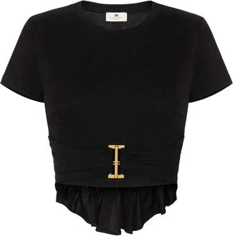 Elisabetta Franchi Dames, Tops, Zwart, Maat: XS Jersey